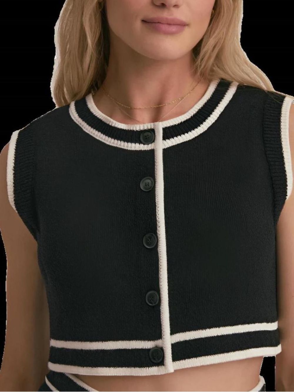 NEW FAVORITE DAUGHTER women's meredith knit sleeveless top in black white